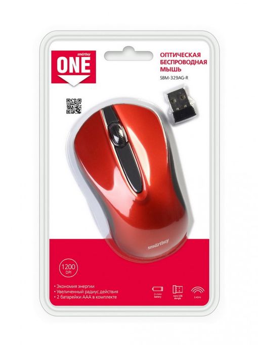 Мышь беспроводная Smartbuy ONE 329AG-R красная (SBM-329AG-R) / 60