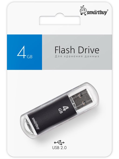 USB 2.0 накопитель Smartbuy 4GB V-Cut Black (SB4GBVC-K)