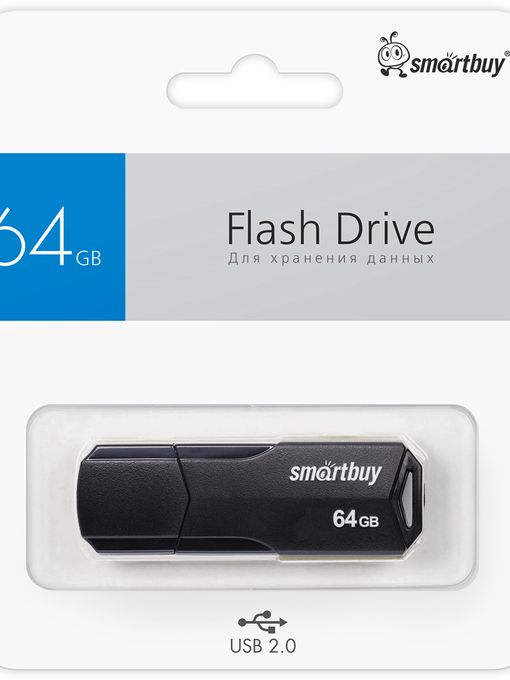 USB 2.0 накопитель SmartBuy 64GB CLUE Black (SB64GBCLU-K)