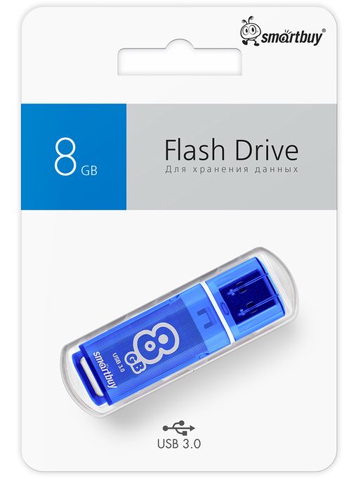 USB накопитель 3.0/3.1 Smartbuy 8GB Glossy series Dark Blue (SB8GBGS-DB)