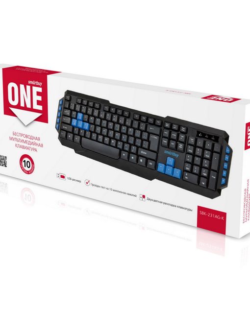 Клавиатура беспроводная мультимедийная Smartbuy ONE 231 черная (SBK-231AG-K)/20