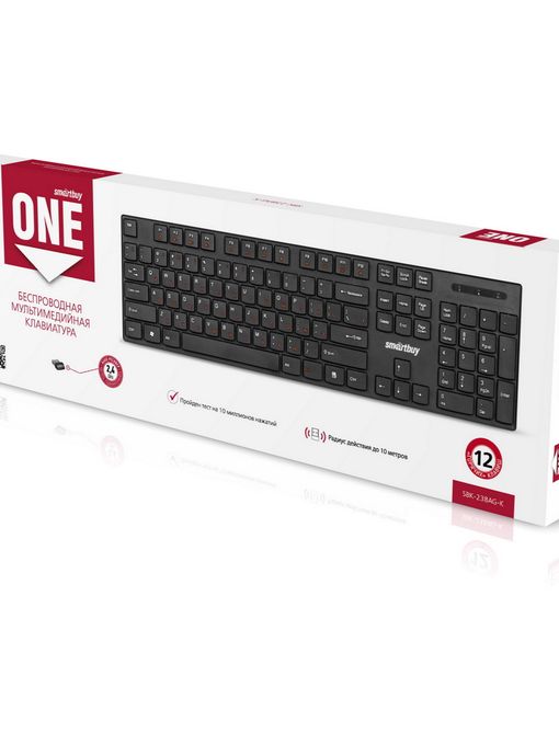 Клавиатура беспроводная мультимедийная Smartbuy ONE 238 черная (SBK-238AG-K)/20