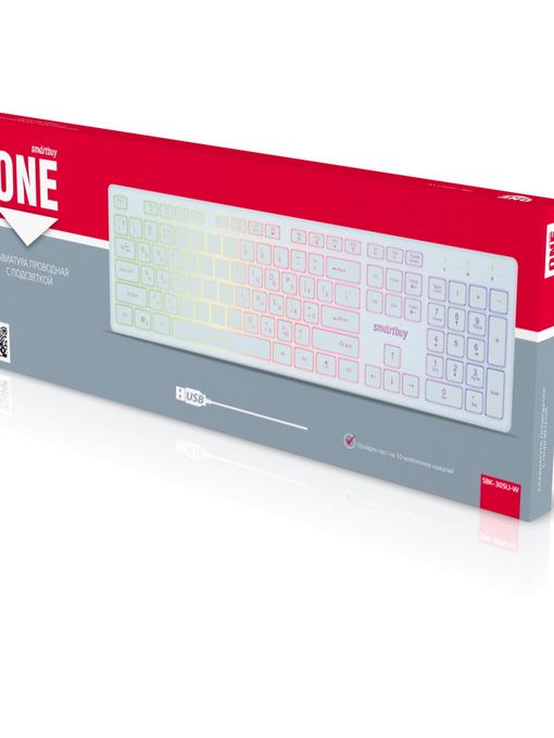 Клавиатура проводная с подсветкой Smartbuy ONE 305 USB белая (SBK-305U-W)