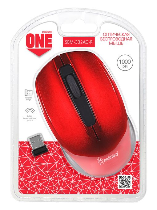 Мышь беспроводная Smartbuy ONE 332 красная (SBM-332AG-R)/60/