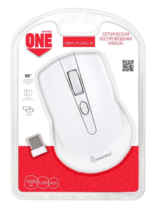 Мышь беспроводная Smartbuy ONE 352 белая (SBM-352AG-W) / 60