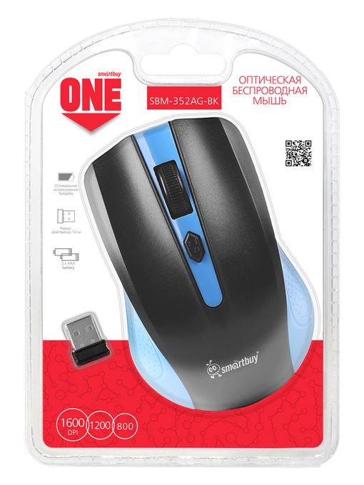 Мышь беспроводная Smartbuy ONE 352 сине-черная (SBM-352AG-BK) / 60