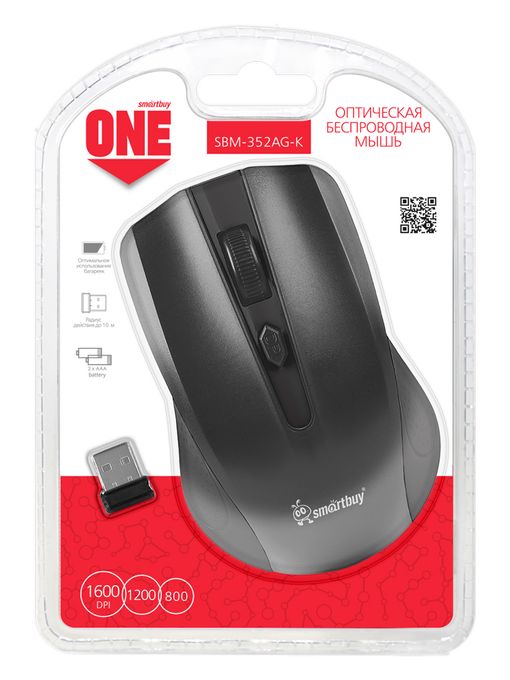 Мышь беспроводная Smartbuy ONE 352 черная (SBM-352AG-K) / 60