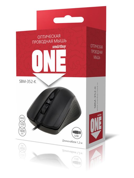Мышь проводная Smartbuy ONE 352 черная (SBM-352-K) / 100