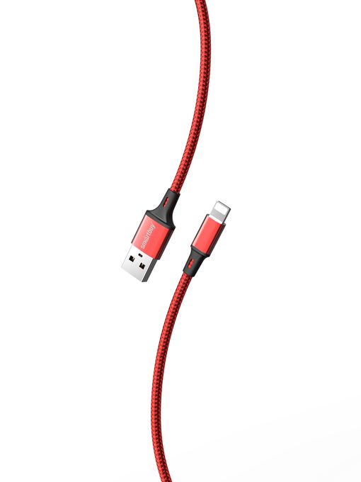 Кабель для зарядки и передачи данных S14 Lightning красный/черн., 3 А, 1 м, Smartbuy (iK-512-S14rb)