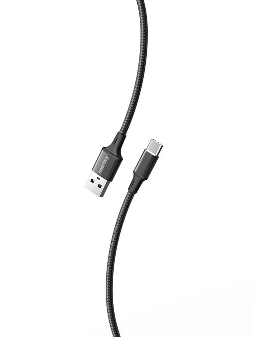 Кабель для зарядки и передачи данных S14 Type C черный, 3 А, 2 м, Smartbuy (iK-3122-S14b)