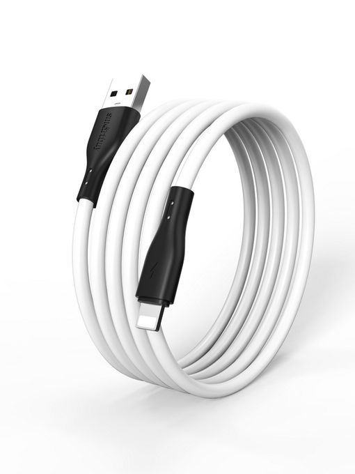 Кабель для зарядки и передачи данных S21 Lightning белый, 2.4 А, сил., 1 м, Smartbuy (iK-512-S21bw)