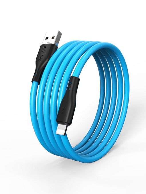 Кабель для зарядки и передачи данных S21 Lightning синий, 2.4 А, сил.,1 м, Smartbuy (iK-512-S21bb)