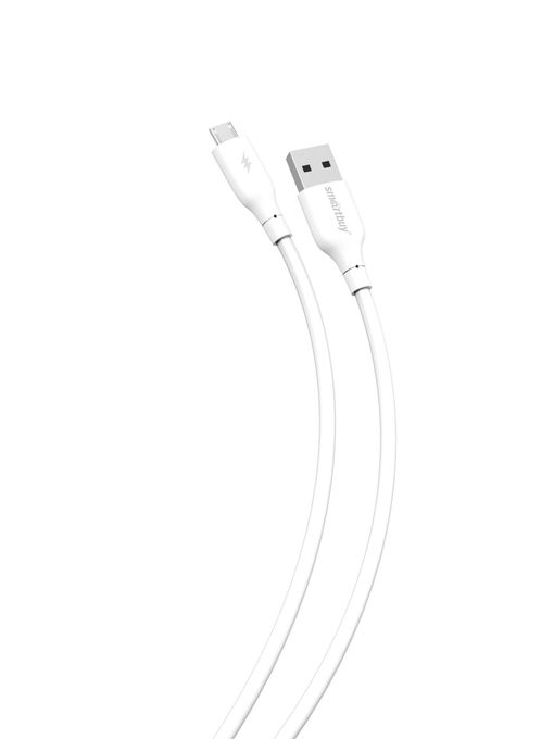 Кабель для зарядки и передачи данных S25 MicroUSB белый, 3А, soarer,TPE, 1 м, Smartbuy (iK-12-S25w)
