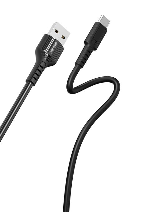 Кабель для зарядки и передачи данных S33 Type C черный, 5 А, мощь, 1 м, TPE, Smartbuy (iK-3112-S33b)